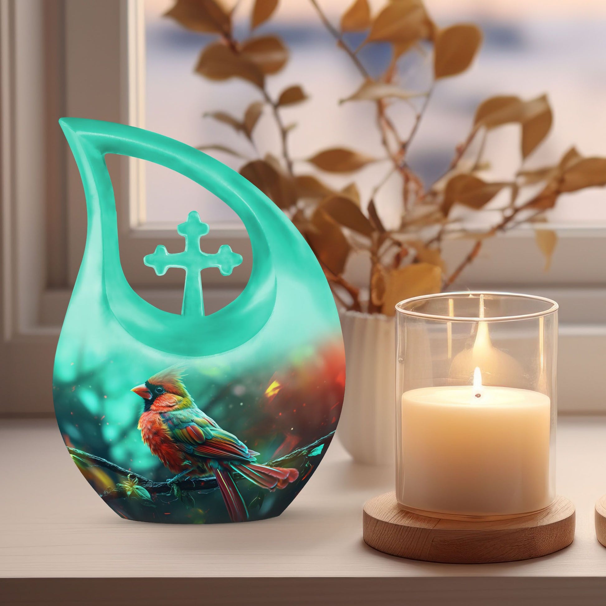 10 Inch Cardinal Bird Urn