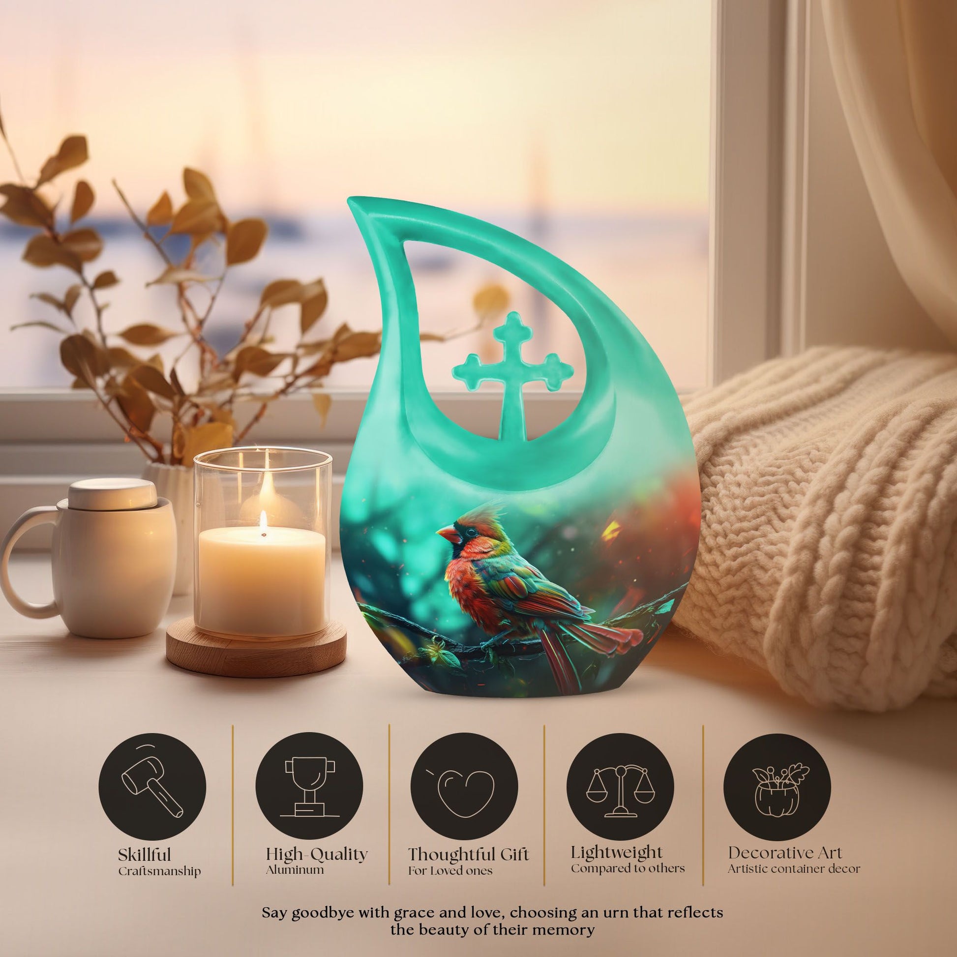 10 Inch Cardinal Bird Urn