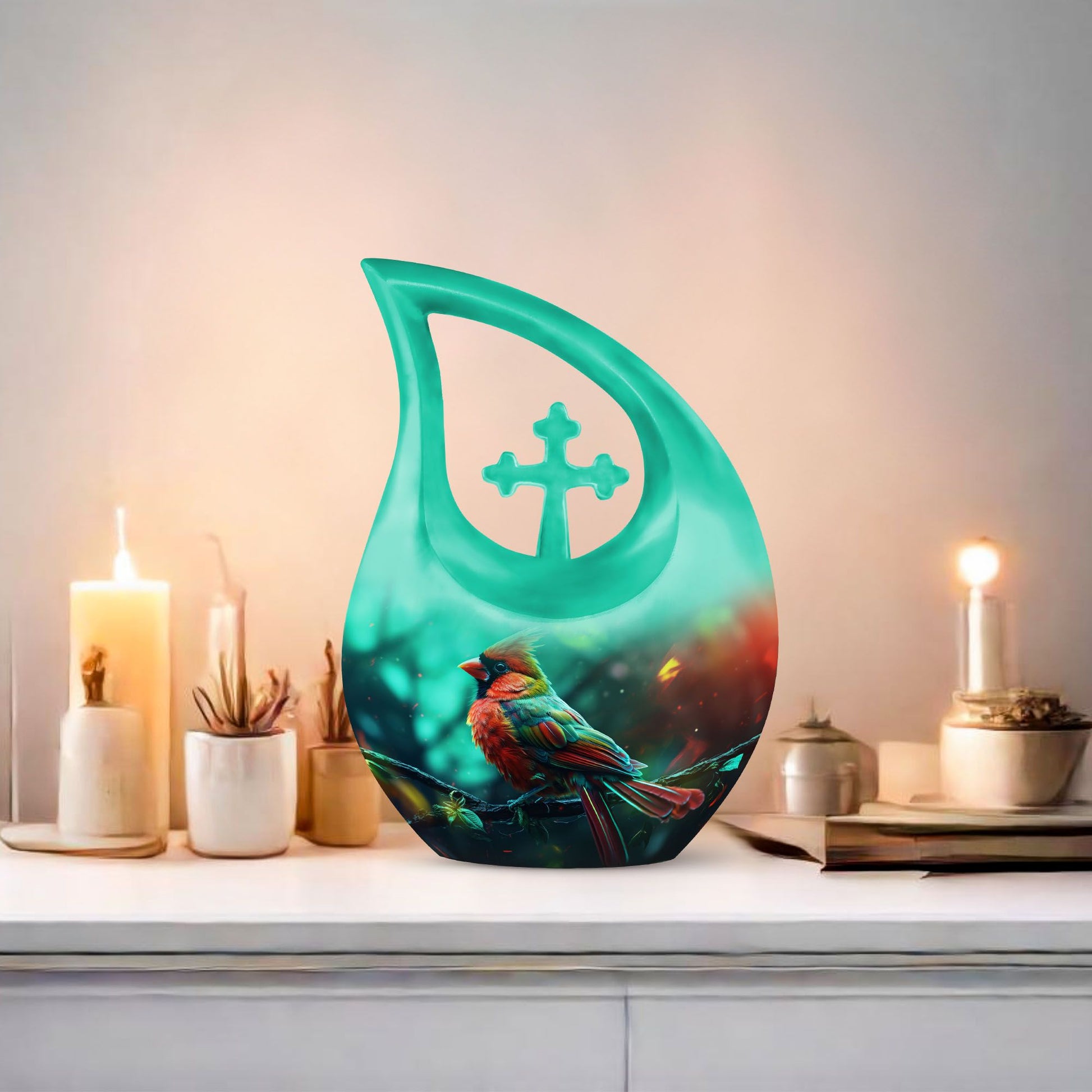 10 Inch Cardinal Bird Urn