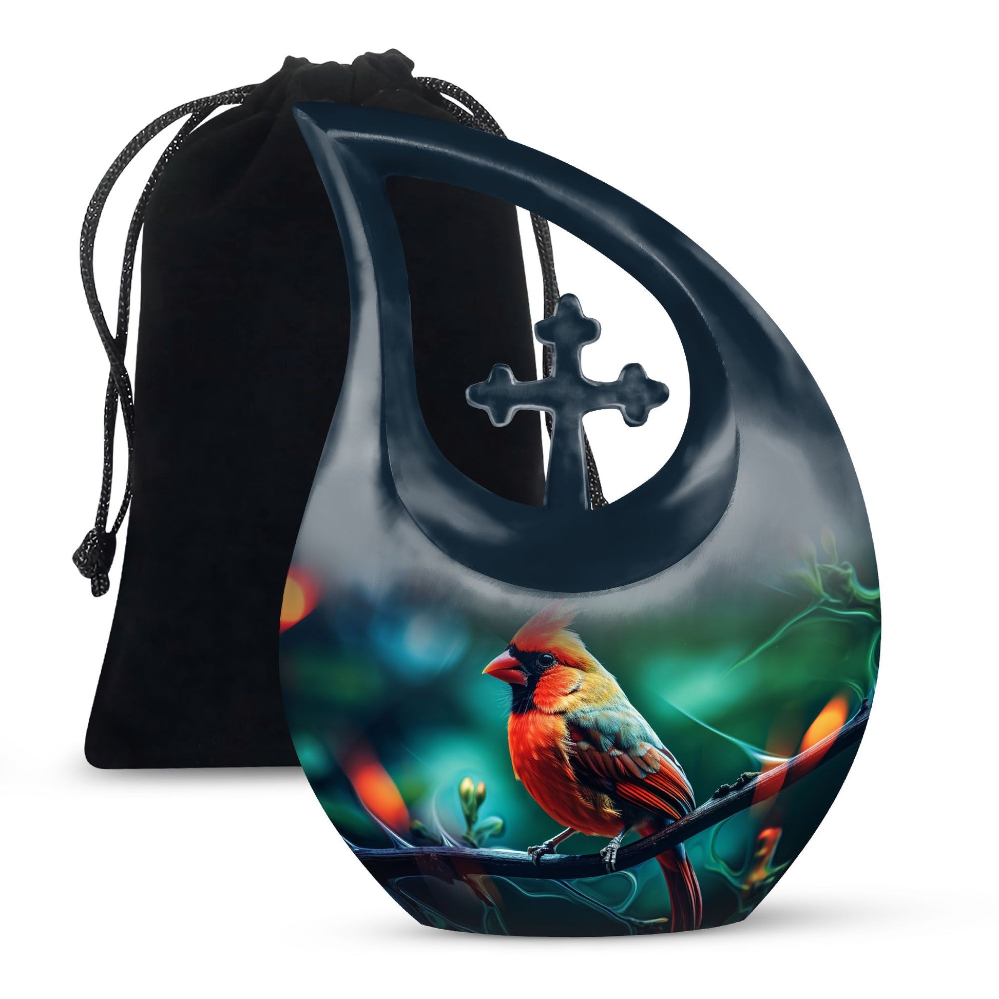 10 Inch Cardinal Bird Urn, 