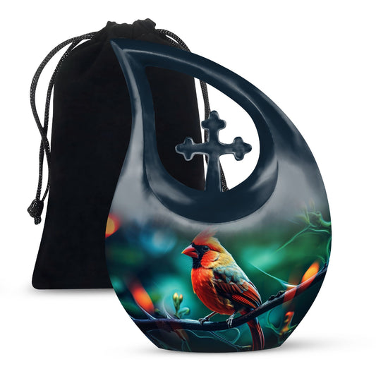 10 Inch Cardinal Bird Urn, 