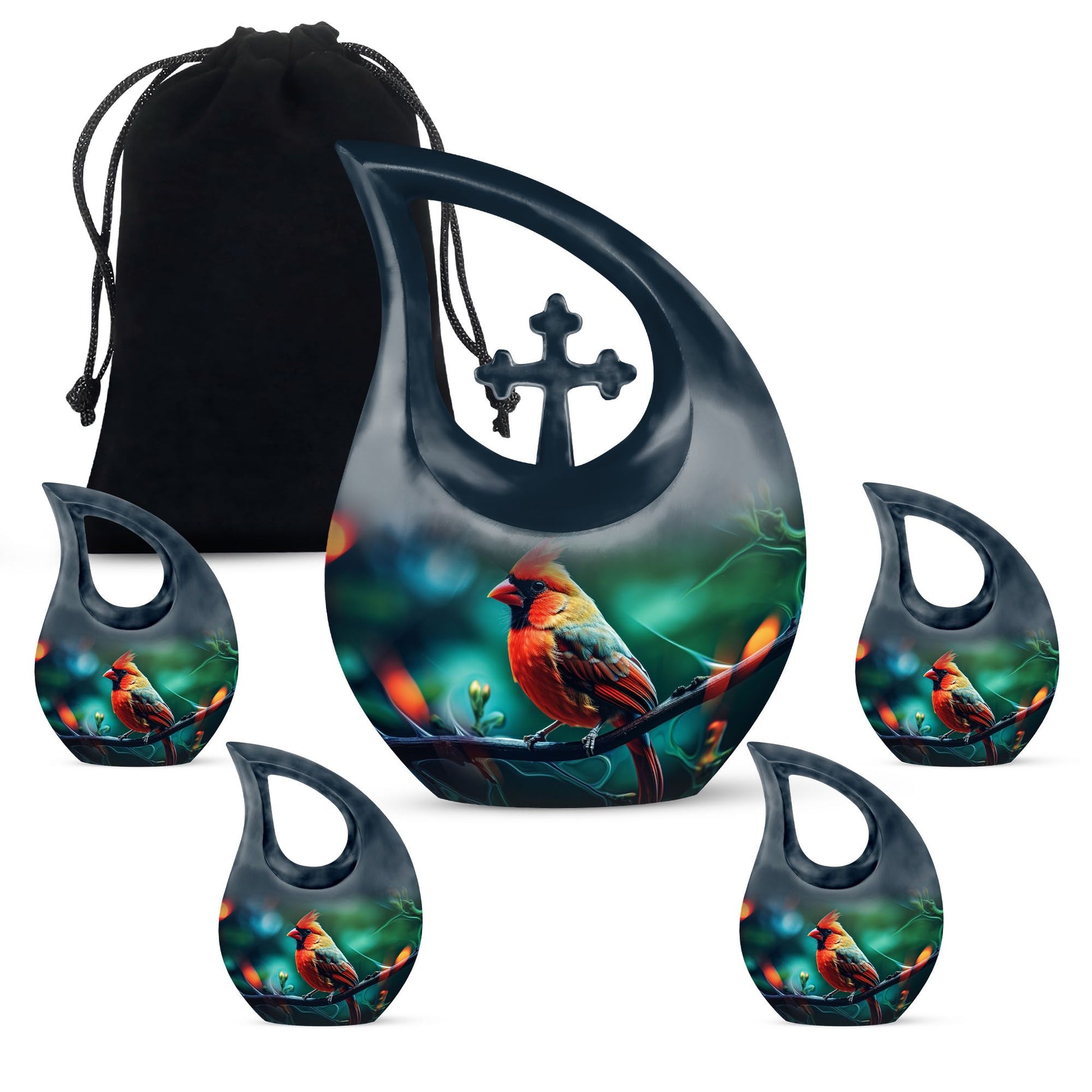 10 Inch Cardinal Bird Urn, 