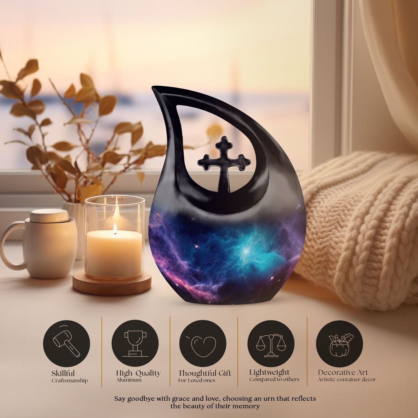 Illustration Galaxy Cross Drop Urn, 