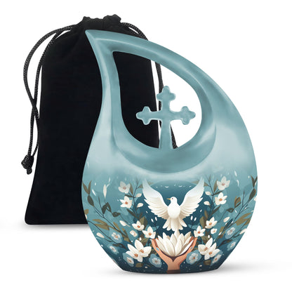 10-inch Cross Drop Peace Themed Urn,