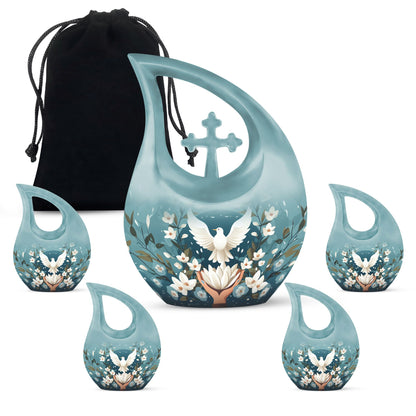 10-inch Cross Drop Peace Themed Urn,