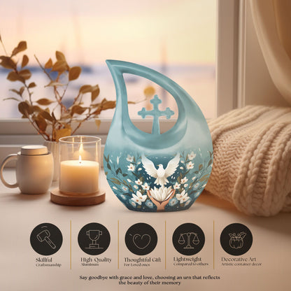 10-inch Cross Drop Peace Themed Urn,