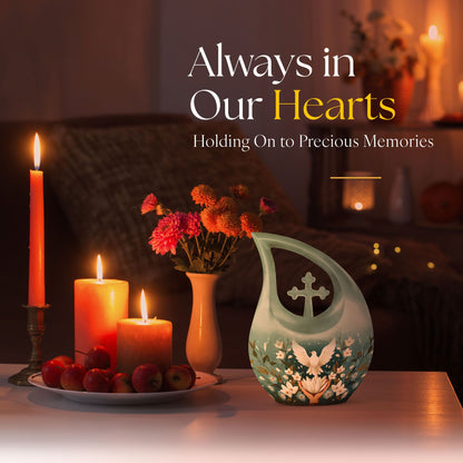 10-inch Cross Drop Peace Themed Urn,