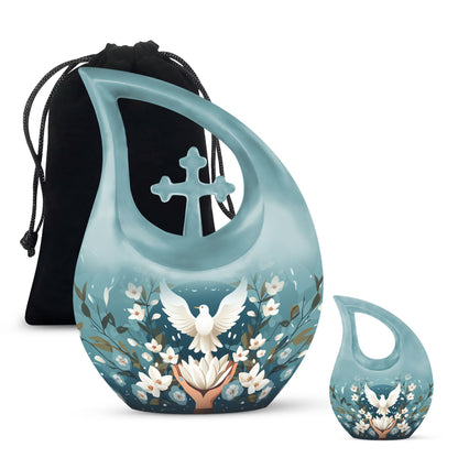 10-inch Cross Drop Peace Themed Urn,