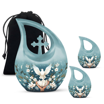 10-inch Cross Drop Peace Themed Urn,