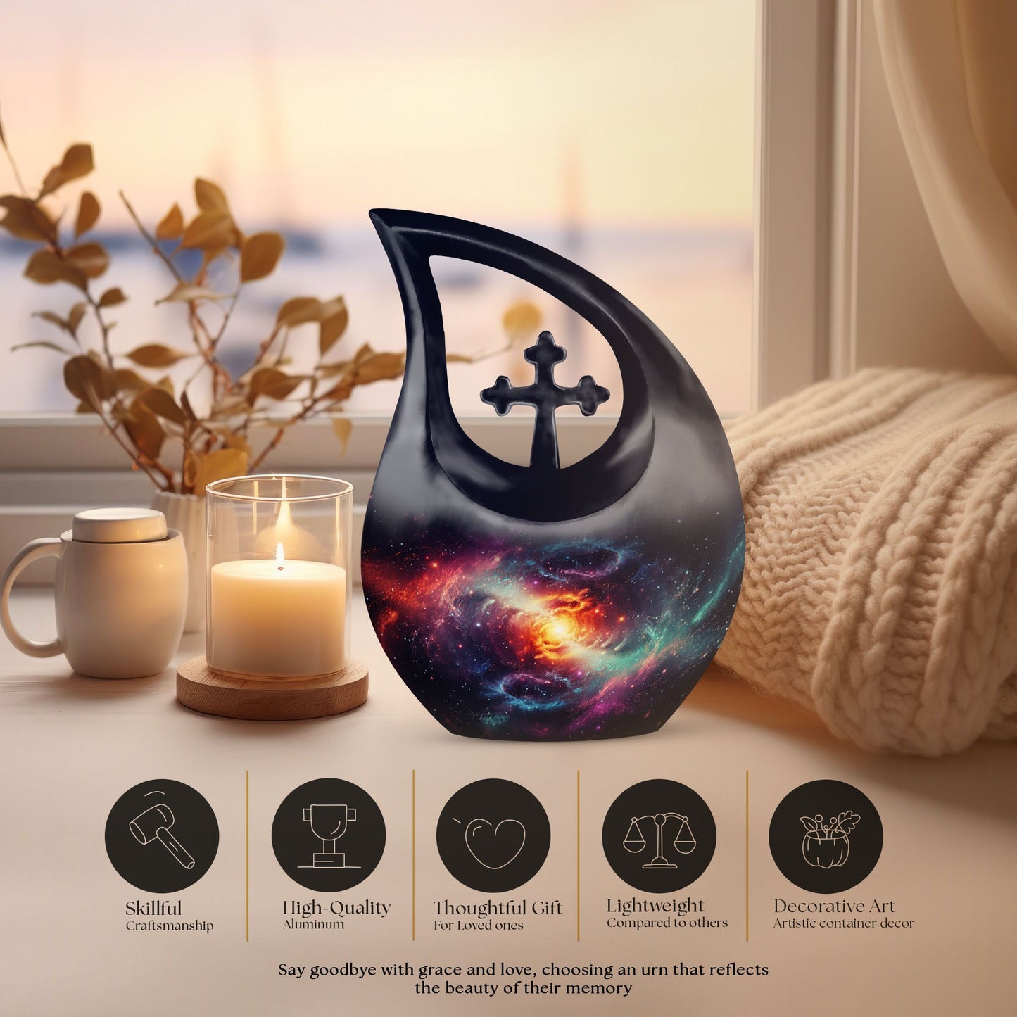 Realistic Spiral Galaxy Urn for ashes