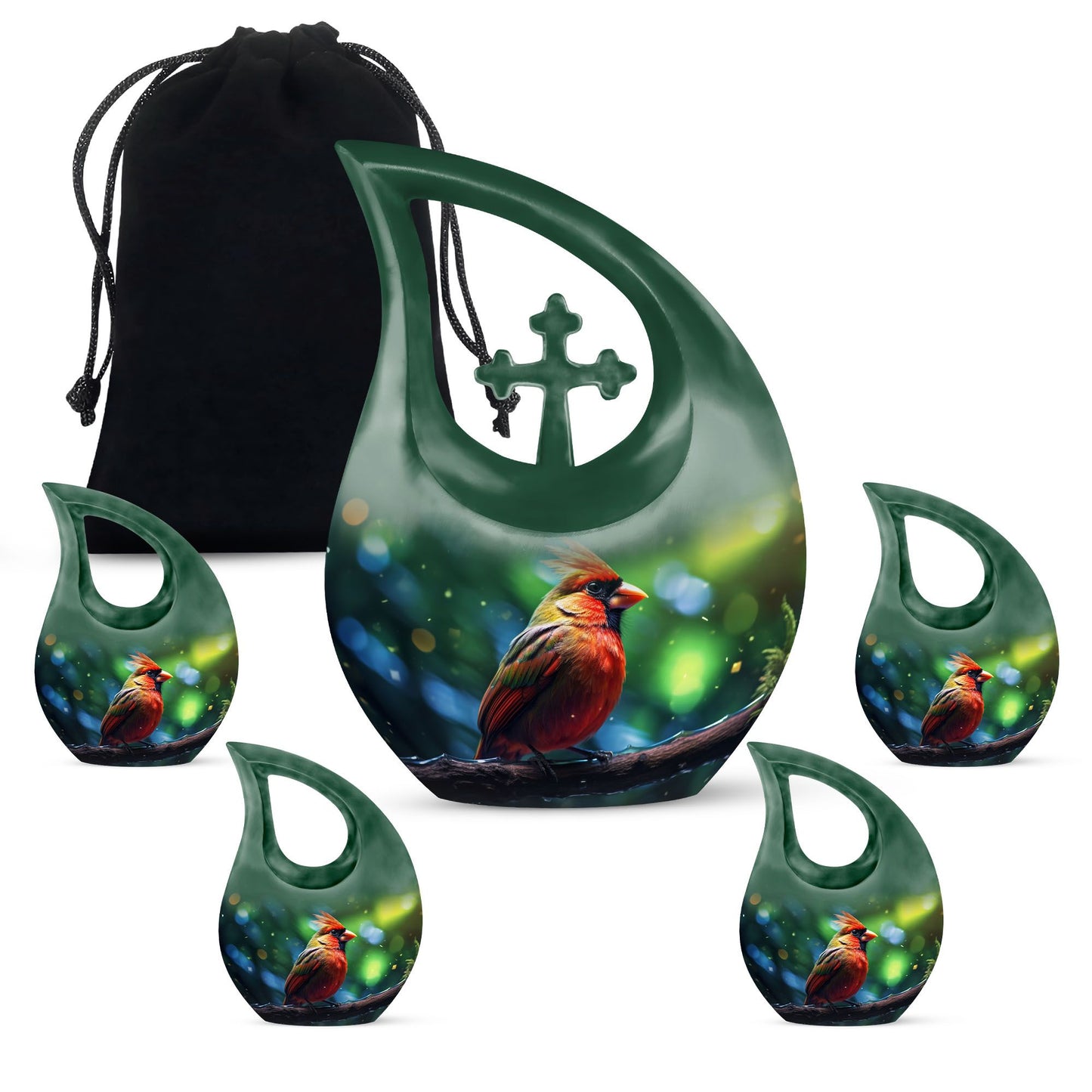 Cardinal Bird Themed Memorial Urn