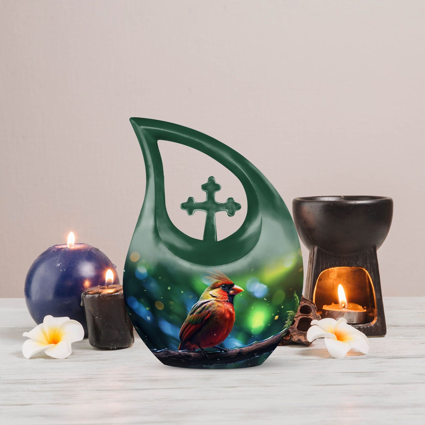 Cardinal Bird Themed Memorial Urn