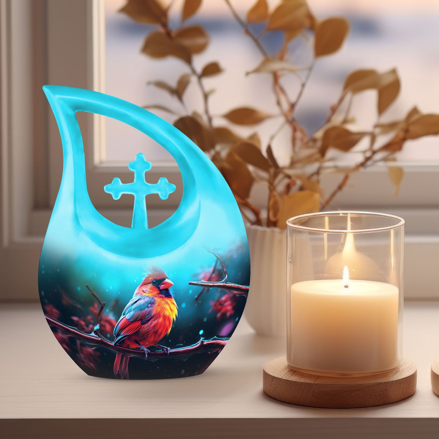Cardinal Bird Urn