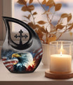 Eagle theme aluminium urn