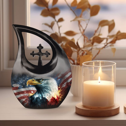 Eagle theme aluminium urn