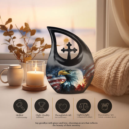 Eagle theme aluminium urn