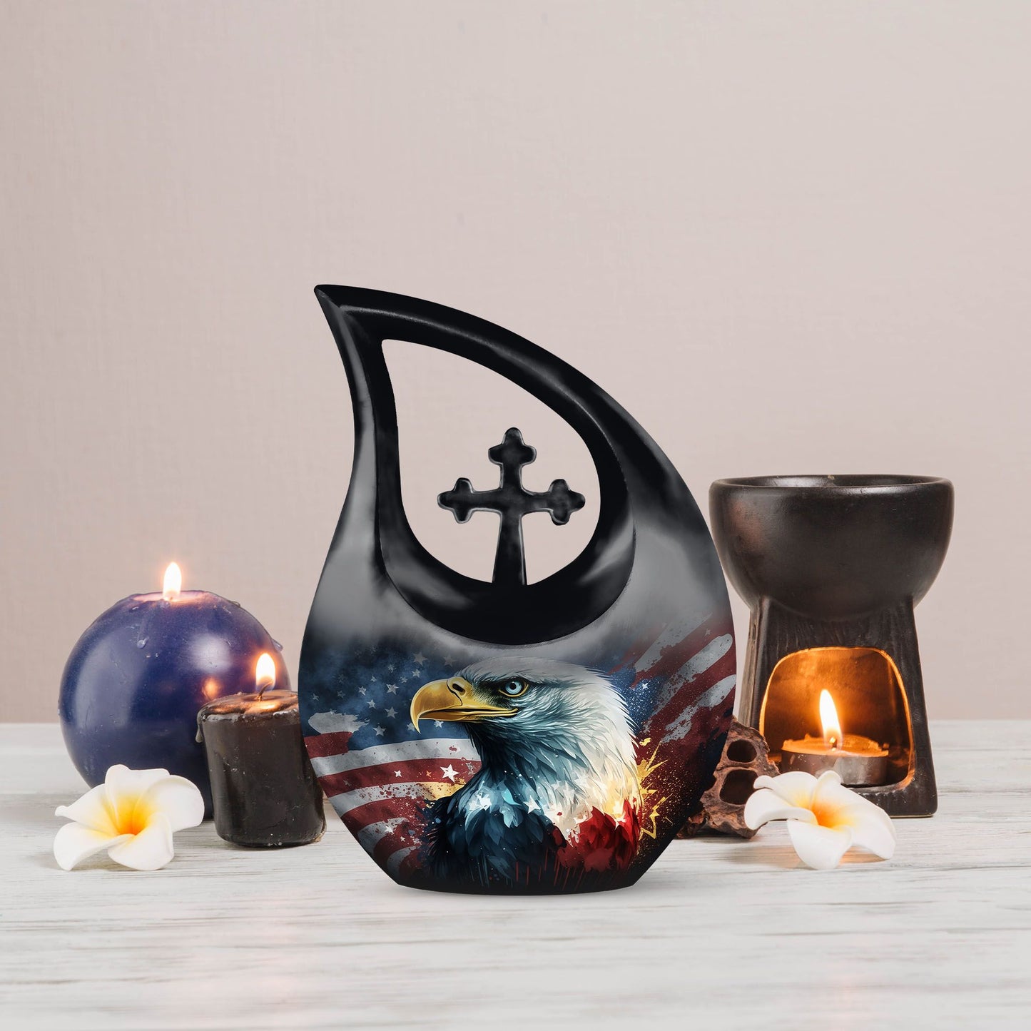 Eagle theme aluminium urn
