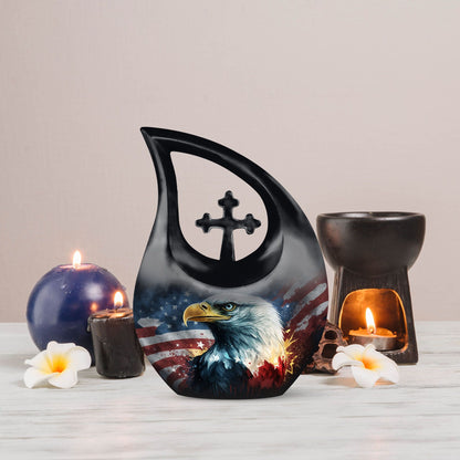 Eagle theme aluminium urn
