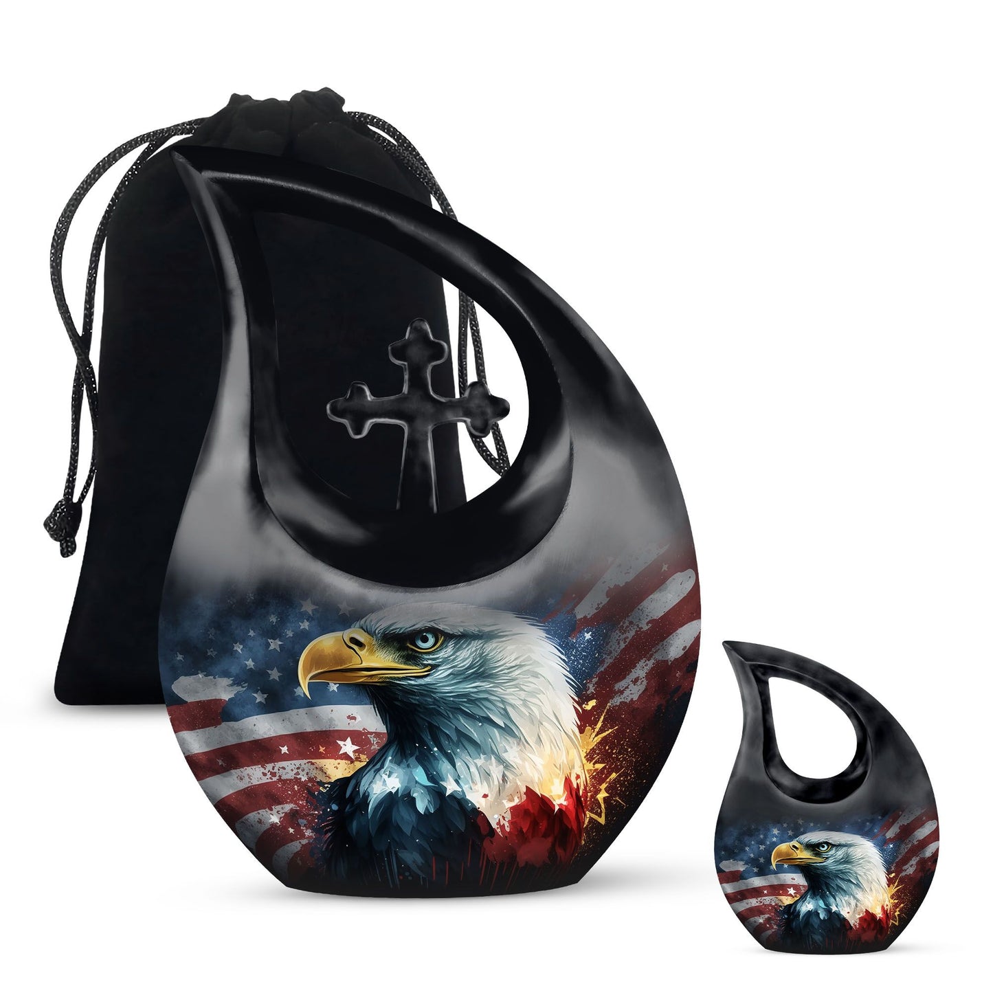 Eagle theme aluminium urn