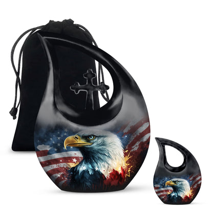 Eagle theme aluminium urn