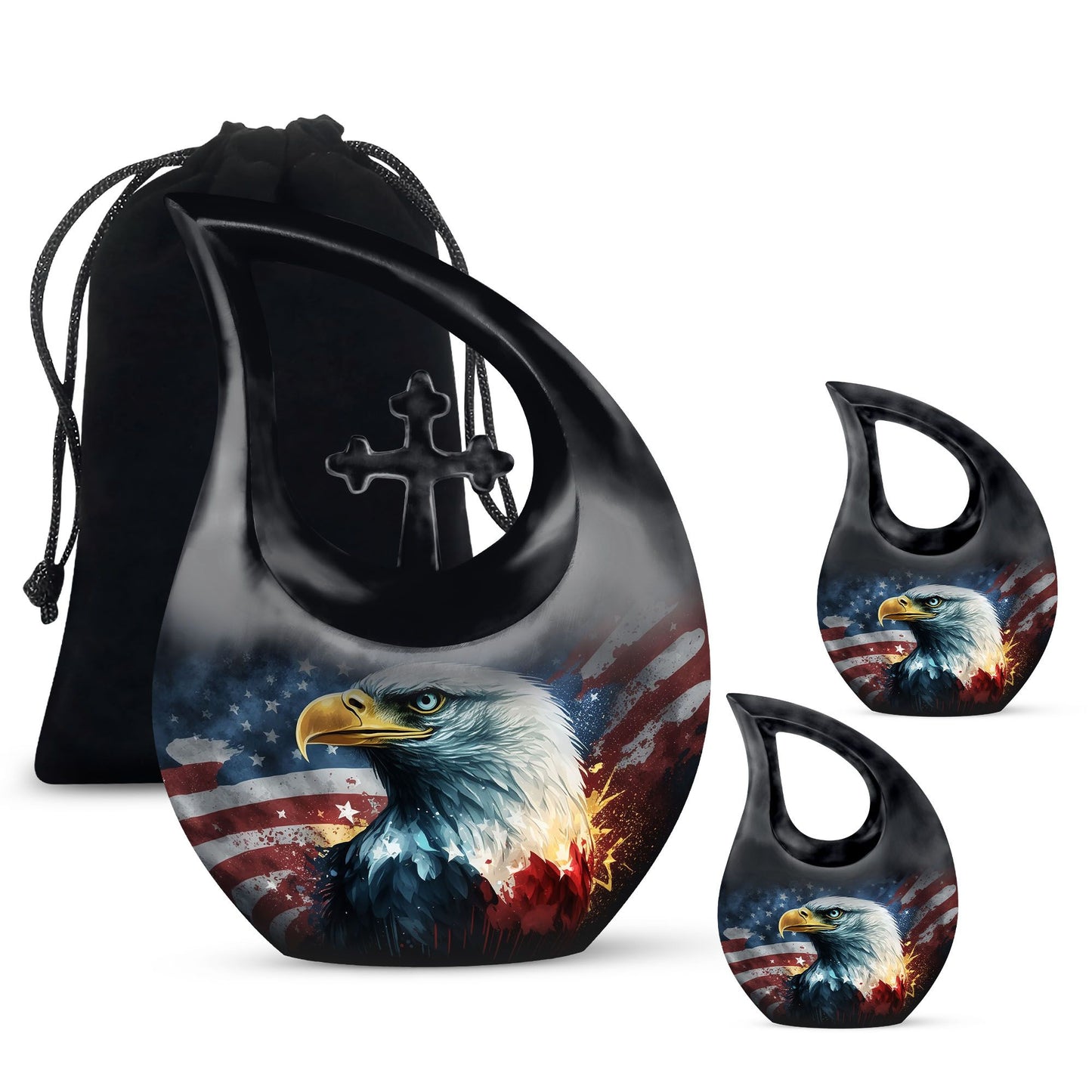 Eagle theme aluminium urn