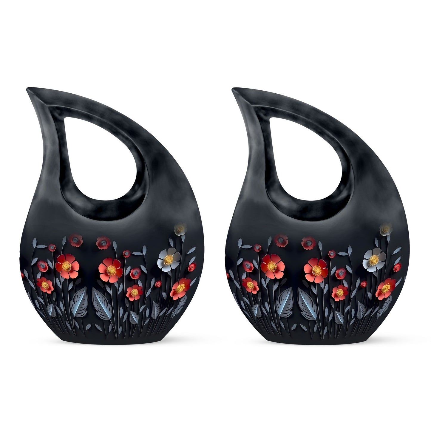 Soothing Red Flowers Memorial Urn