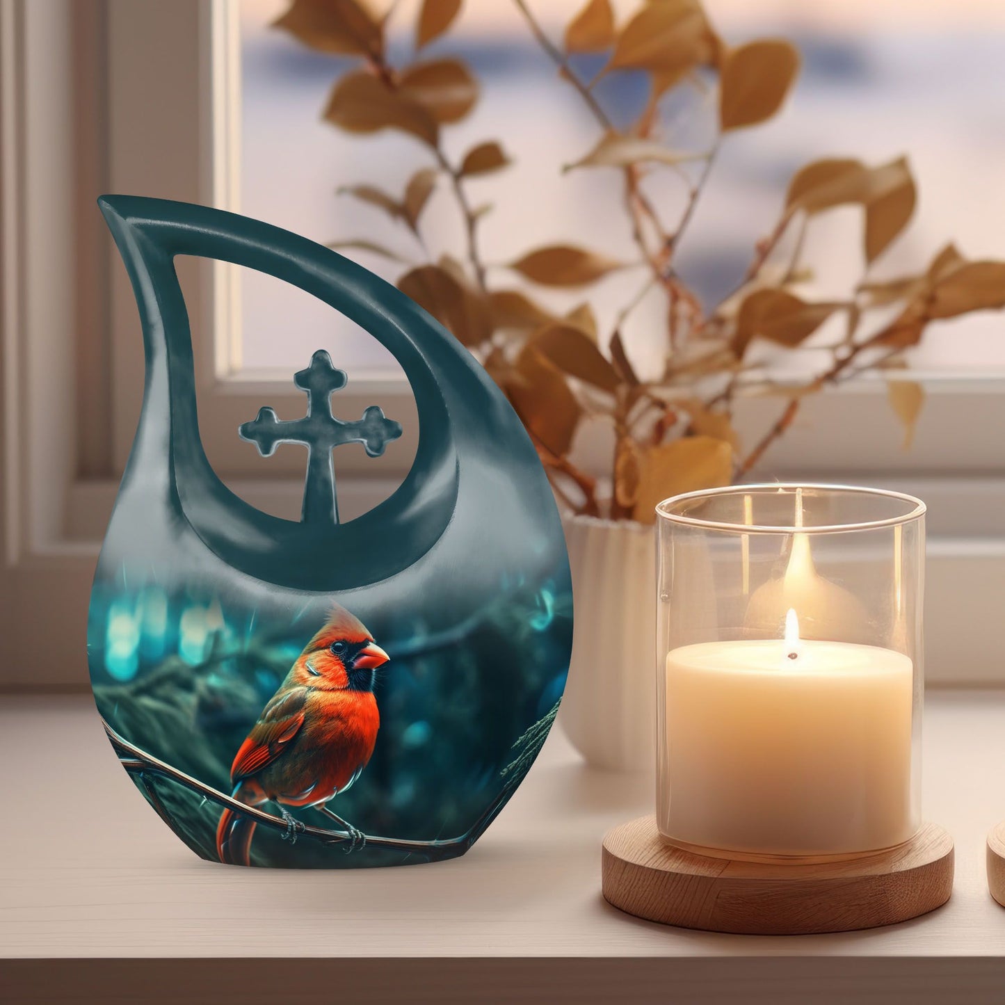 Cardinal Bird Urn