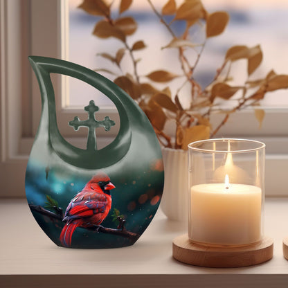 Cardinal Bird themed urn for memorial ashes