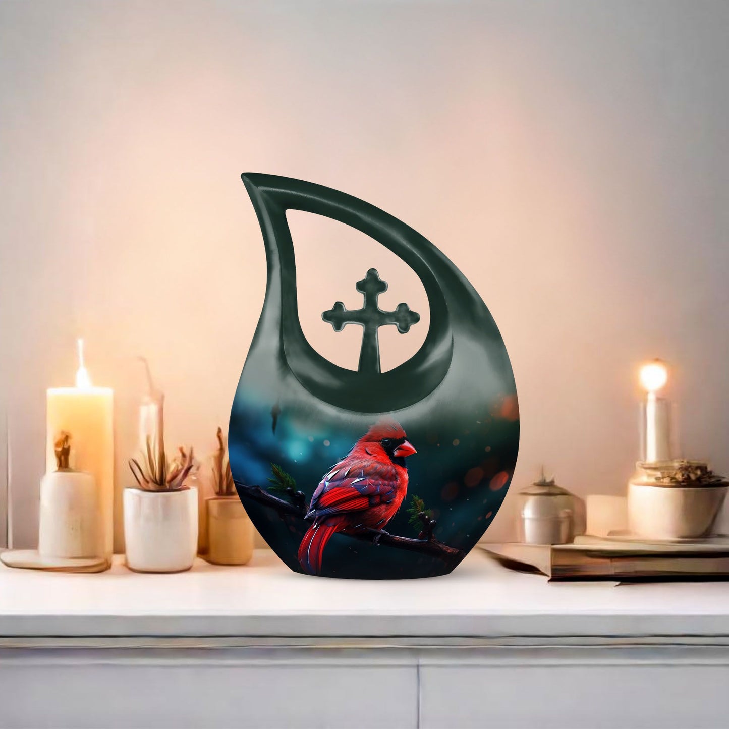 Cardinal Bird themed urn for memorial ashes