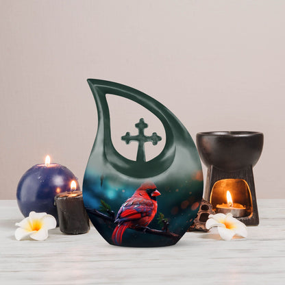 Cardinal Bird themed urn for memorial ashes