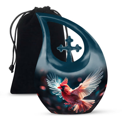 cardinal bird-themed memorial urn