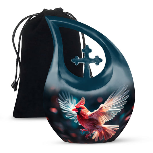 cardinal bird-themed memorial urn