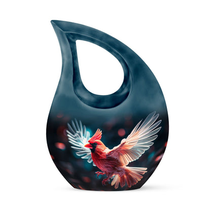 cardinal bird-themed memorial urn