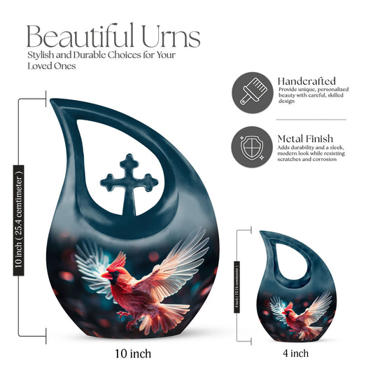 cardinal bird-themed memorial urn