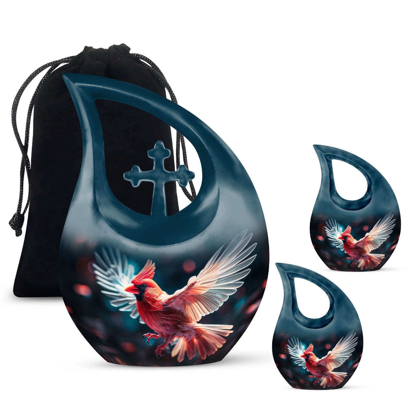 cardinal bird-themed memorial urn