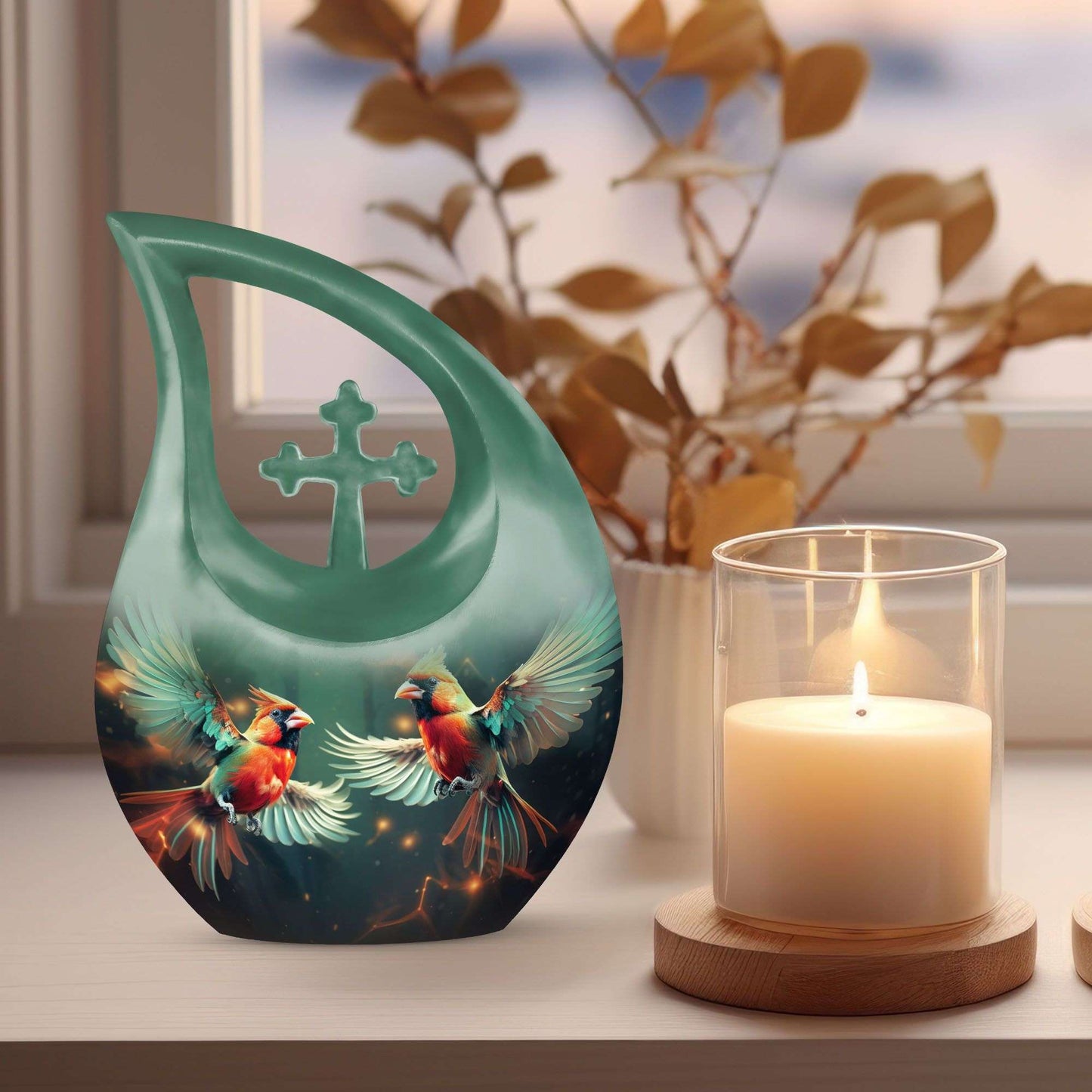 10 Inch Cardinal Bird Urn