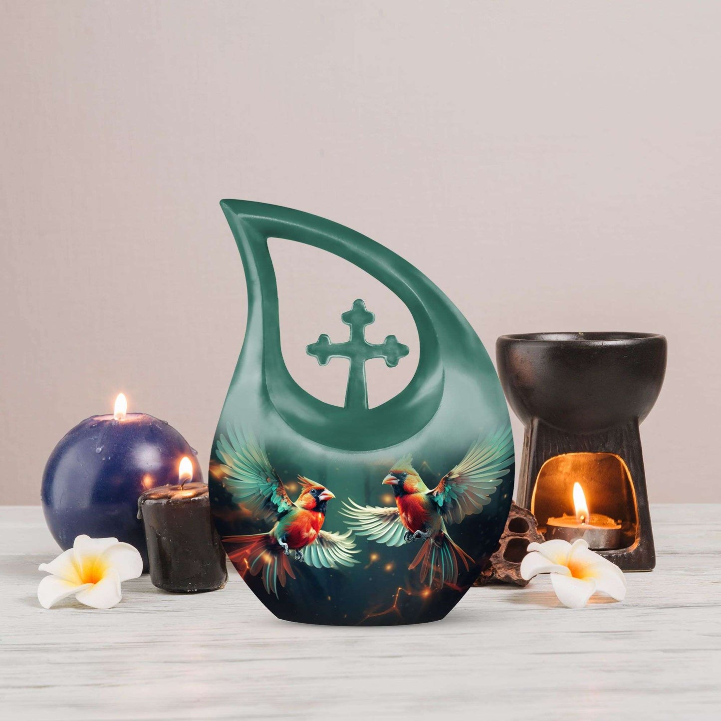 10 Inch Cardinal Bird Urn