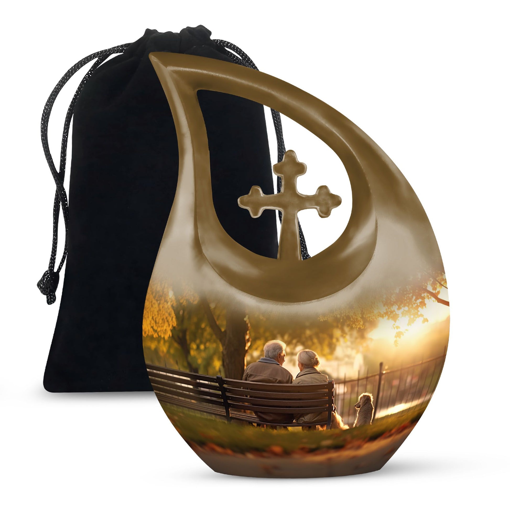 Aluminium old couple urn