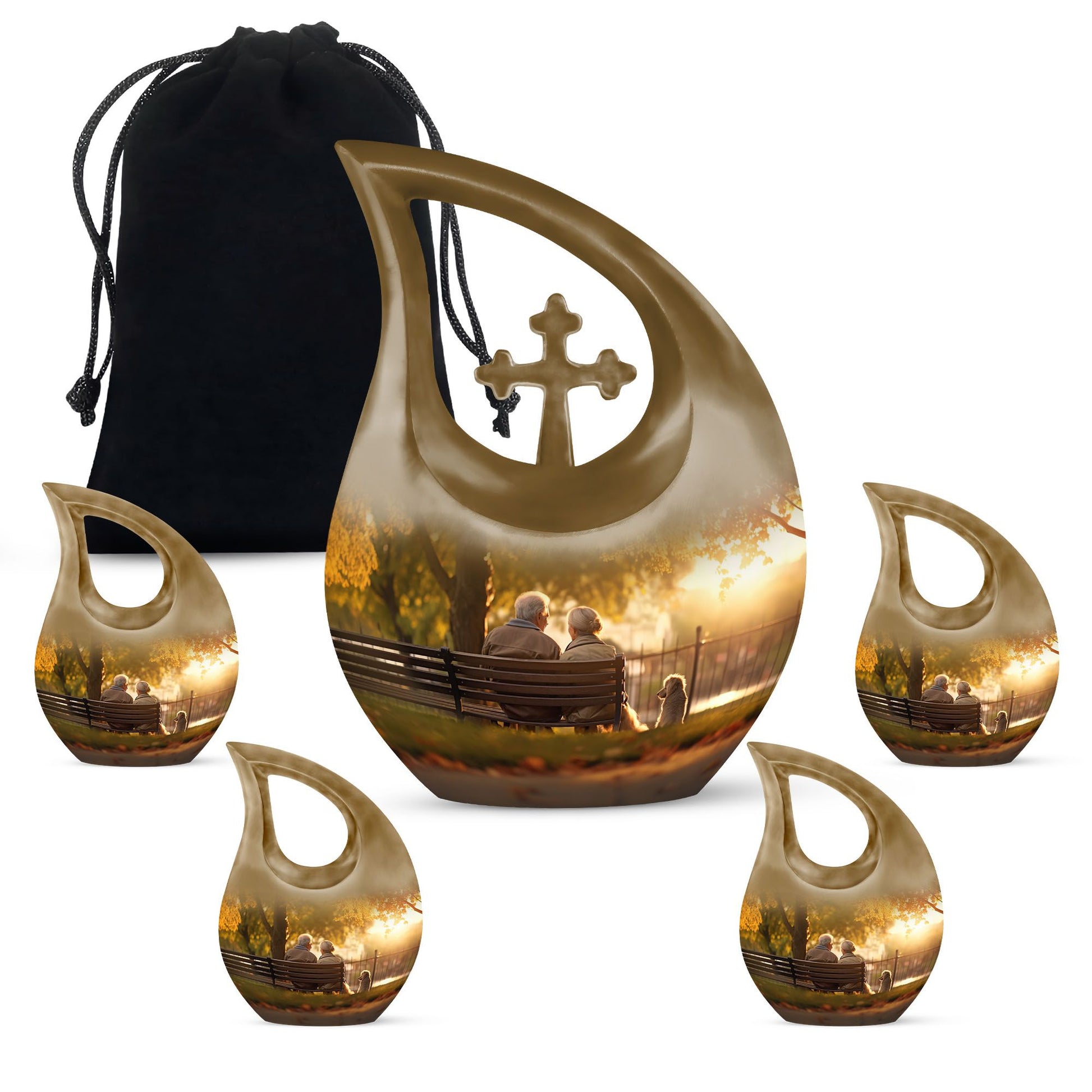 Aluminium old couple urn