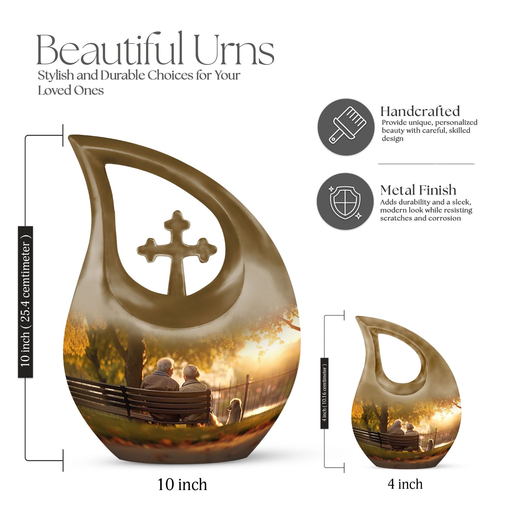 Aluminium old couple urn