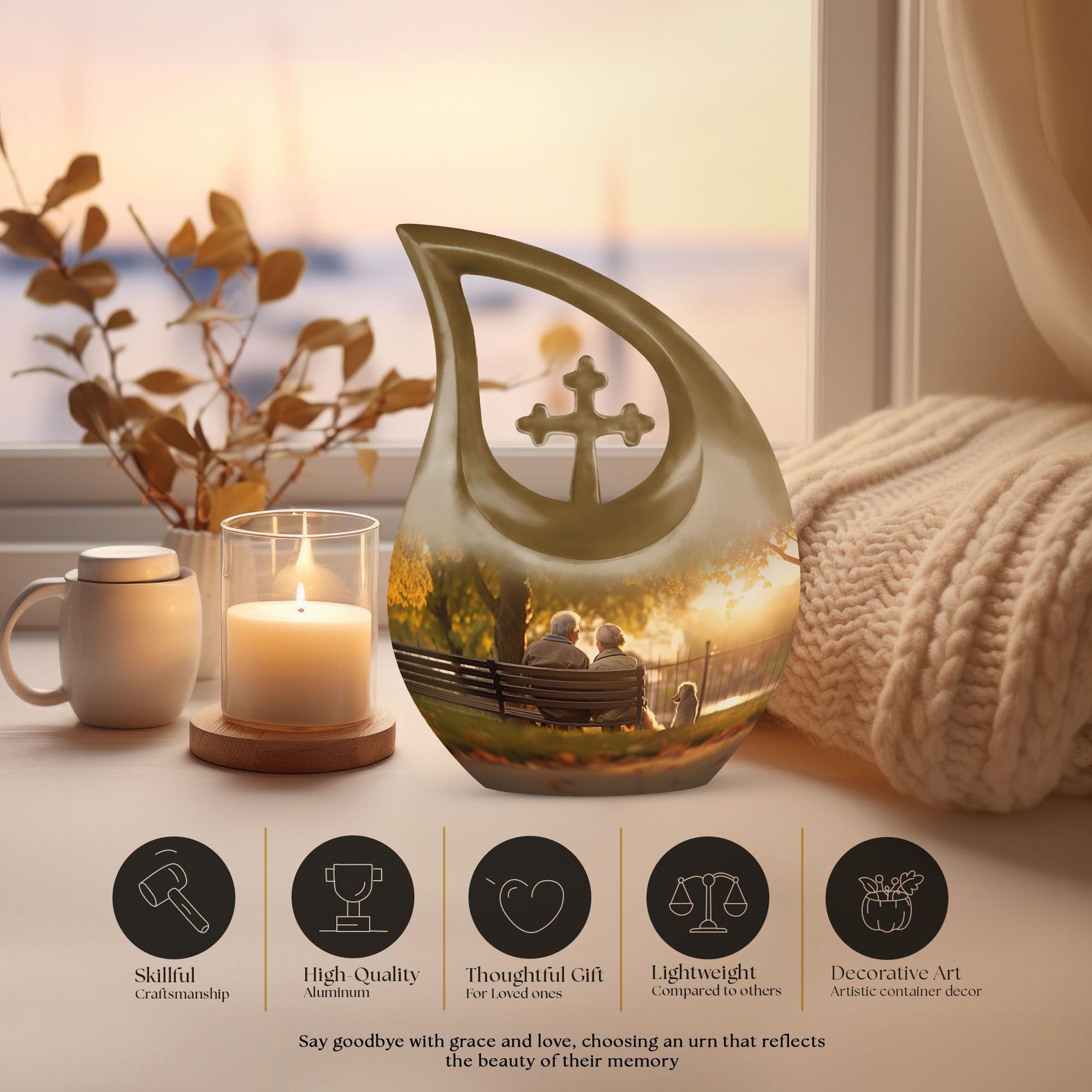 Aluminium old couple urn