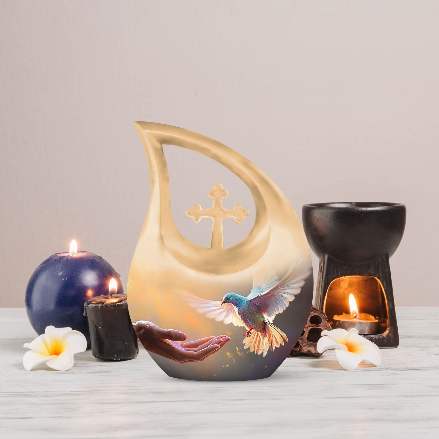 Pigeon Hands Man themed urn