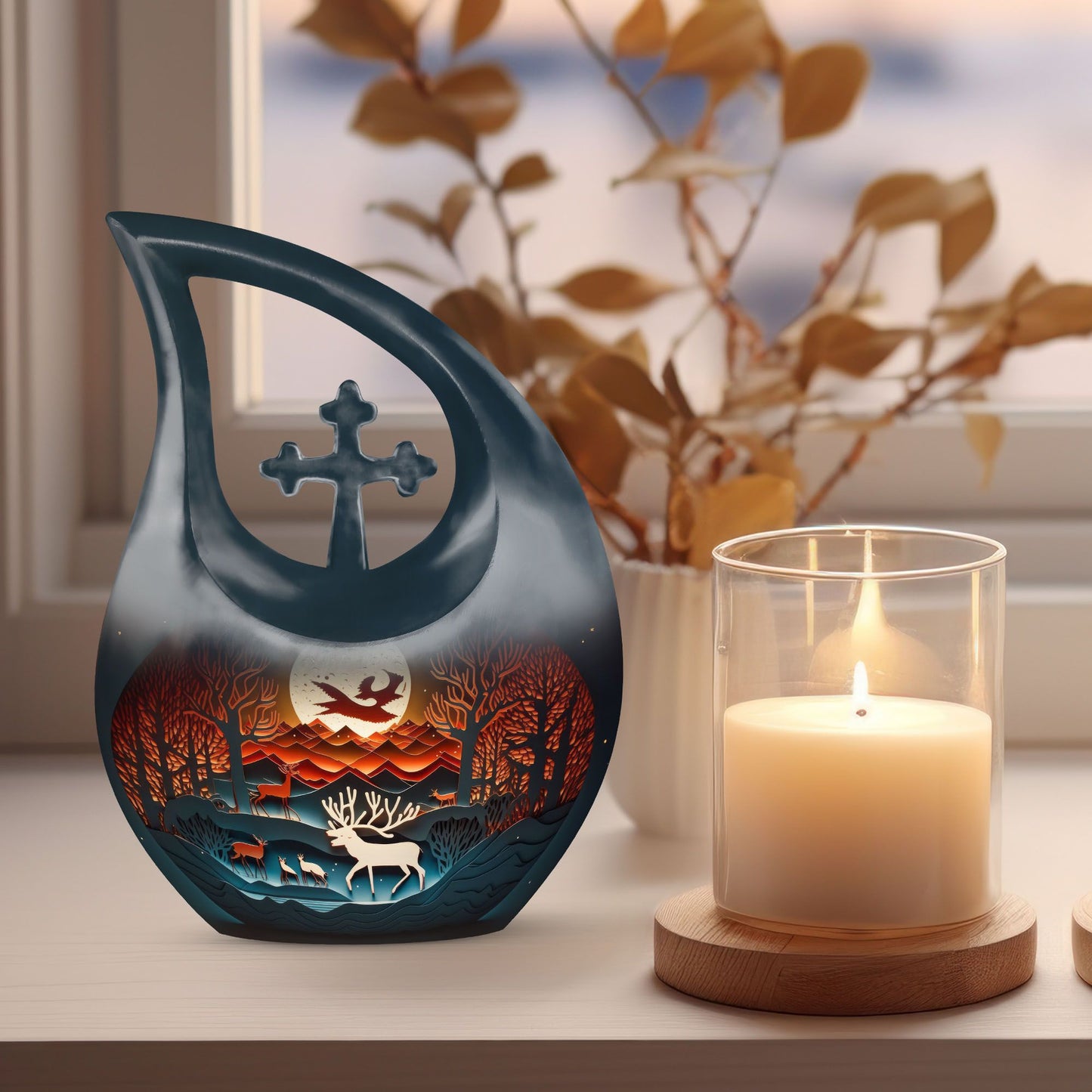 Paper Cut Deer Urn