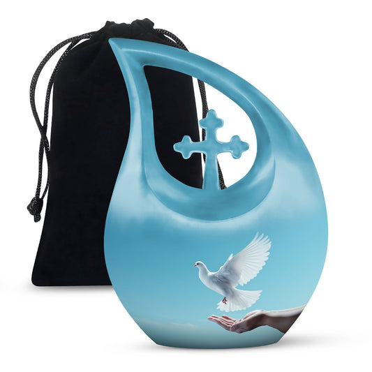 Large 10-inch White Dove Bird Urn