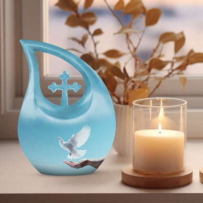 Large 10-inch White Dove Bird Urn