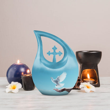 Large 10-inch White Dove Bird Urn