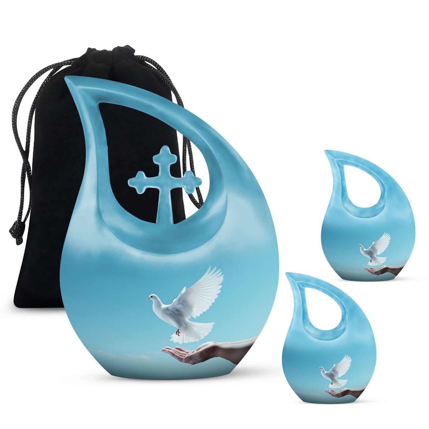 Large 10-inch White Dove Bird Urn