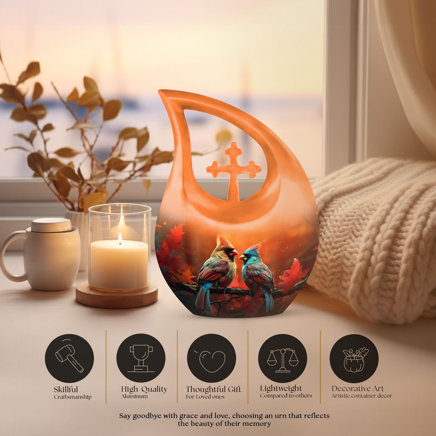 Cardinal Bird Urn 