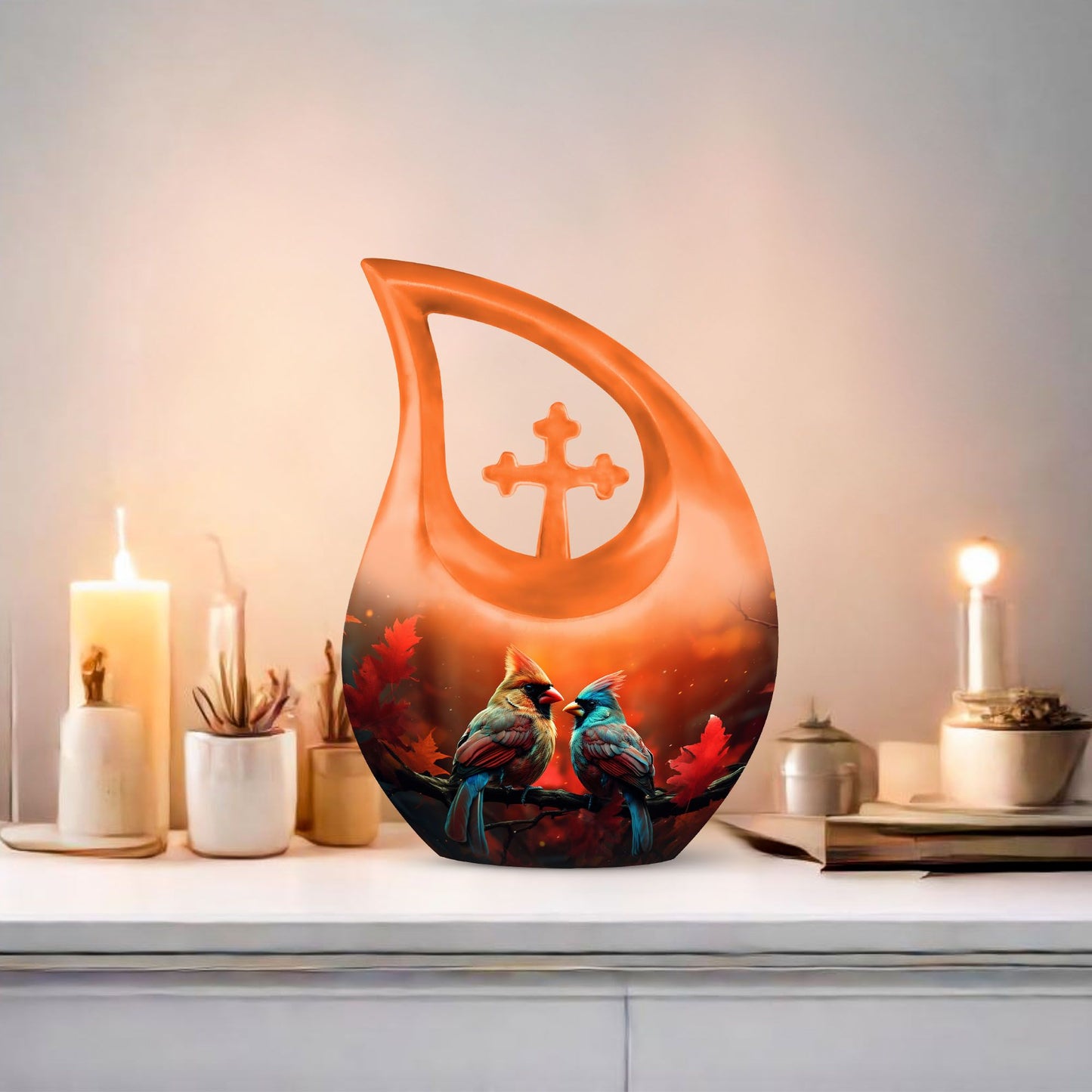 Cardinal Bird Urn 