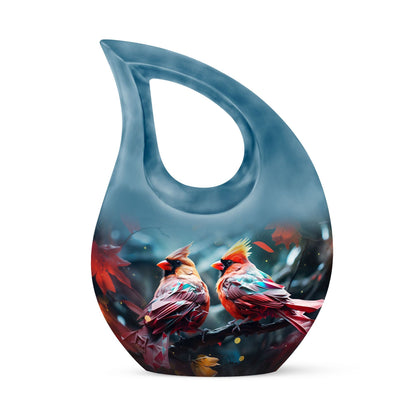 Cardinal Birds Red Leaf Cremation Urn
